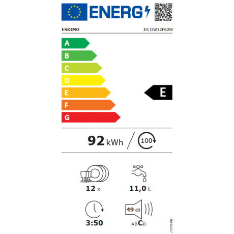ESKIMO ES DW12F60W Πλυντήριο Πιάτων 12 Σερβίτσια 60cm ESKIMO ES DW12F60W Πλυντήριο Πιάτων 12 Σερβίτσια 60cm
